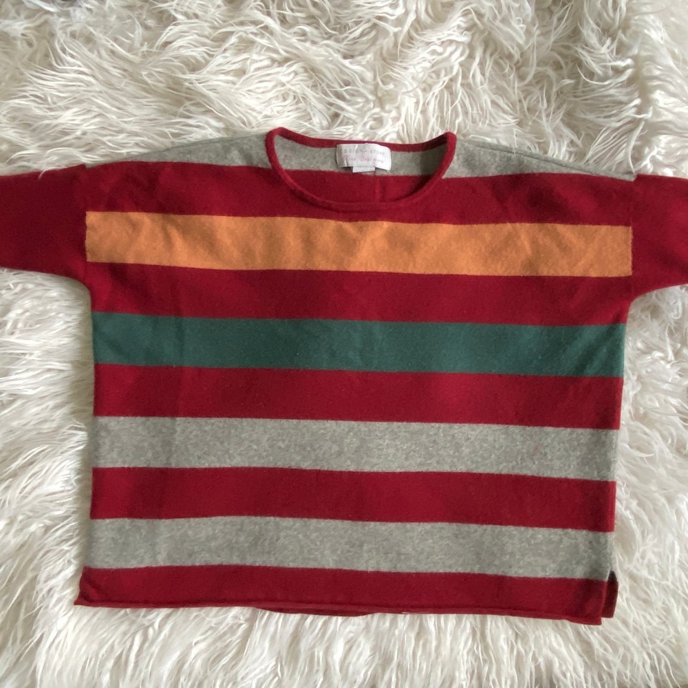 Design History Pure Cashmere Striped Crew Neck Boxy Sweater, Size S